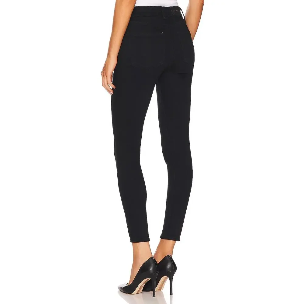 Pistola Audrey Mid Rise Skinny Jeans Dark Vinyl Black Stretch Size 27 NWT